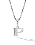 David Yurman Pave Initial Pendant Necklace In Sterling Silver With Diamond P
