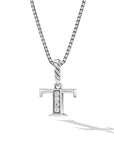 David Yurman Pavé Initial Pendant Necklace In Sterling Silver With Diamond T