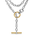 David Yurman Mercer Double Row Toggle Chain Necklace In Sterling Silver With 18k Yellow Gold And Diamonds, 8mm