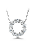 Memoire 18k White Gold Diamond Circle Pendant Necklace