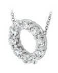Memoire 18k White Gold Diamond Circle Pendant Necklace