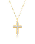 Phillips House 14k Yellow Gold Knife Edge Cross Diamond Pendant Necklace