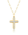 Phillips House 14k Yellow Gold Knife Edge Cross Diamond Pendant Necklace