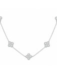 18k White Gold Diamond Clover Station Necklace