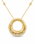 18k Yellow Gold Scattered Diamond Circle Necklace