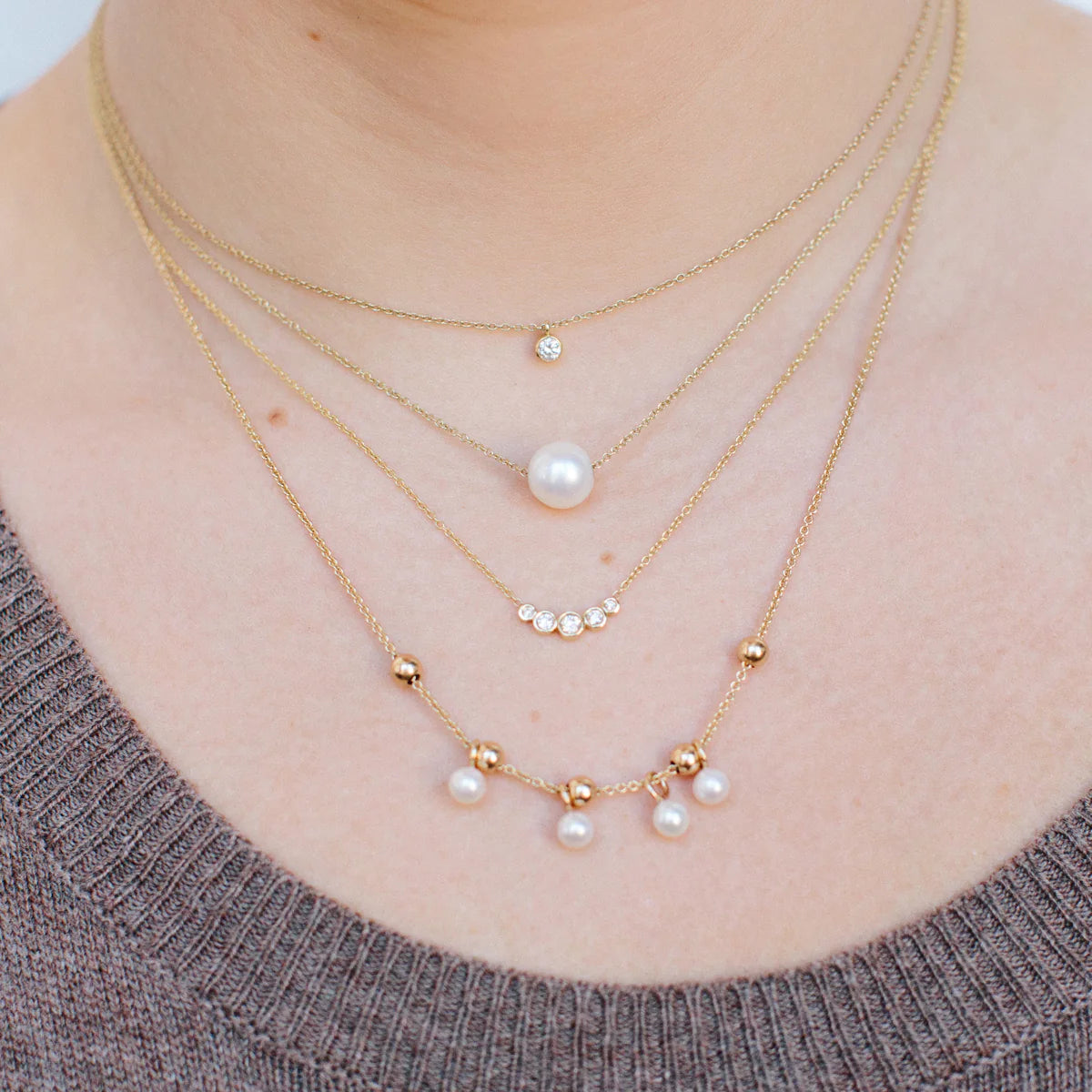 Zoe Chicco 14k Yellow Gold Curved Diamond Bezel Necklace – Brown