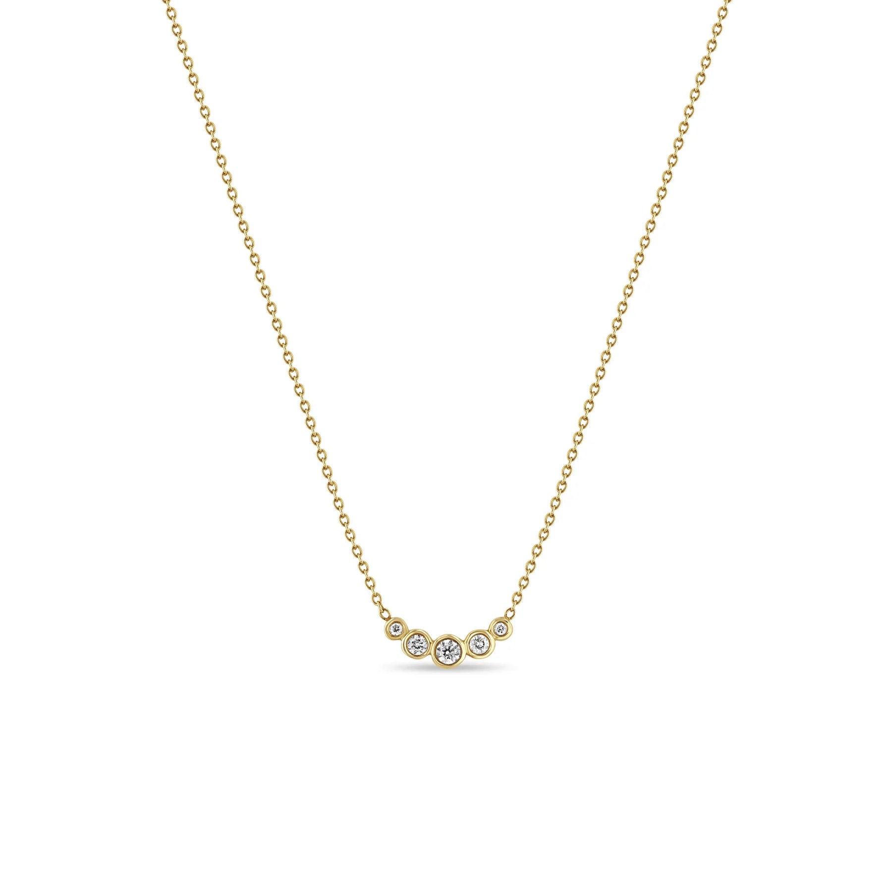 Zoe Chicco 14k Yellow Gold Curved Diamond Bezel Necklace – Brown