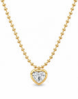 18k Yellow Gold 0.75ctw Heart-Shaped Diamond Beaded Necklace