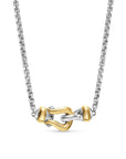 David Yurman Petite Buckle Necklace In Sterling Silver With 14k Yellow Gold, 16.3mm