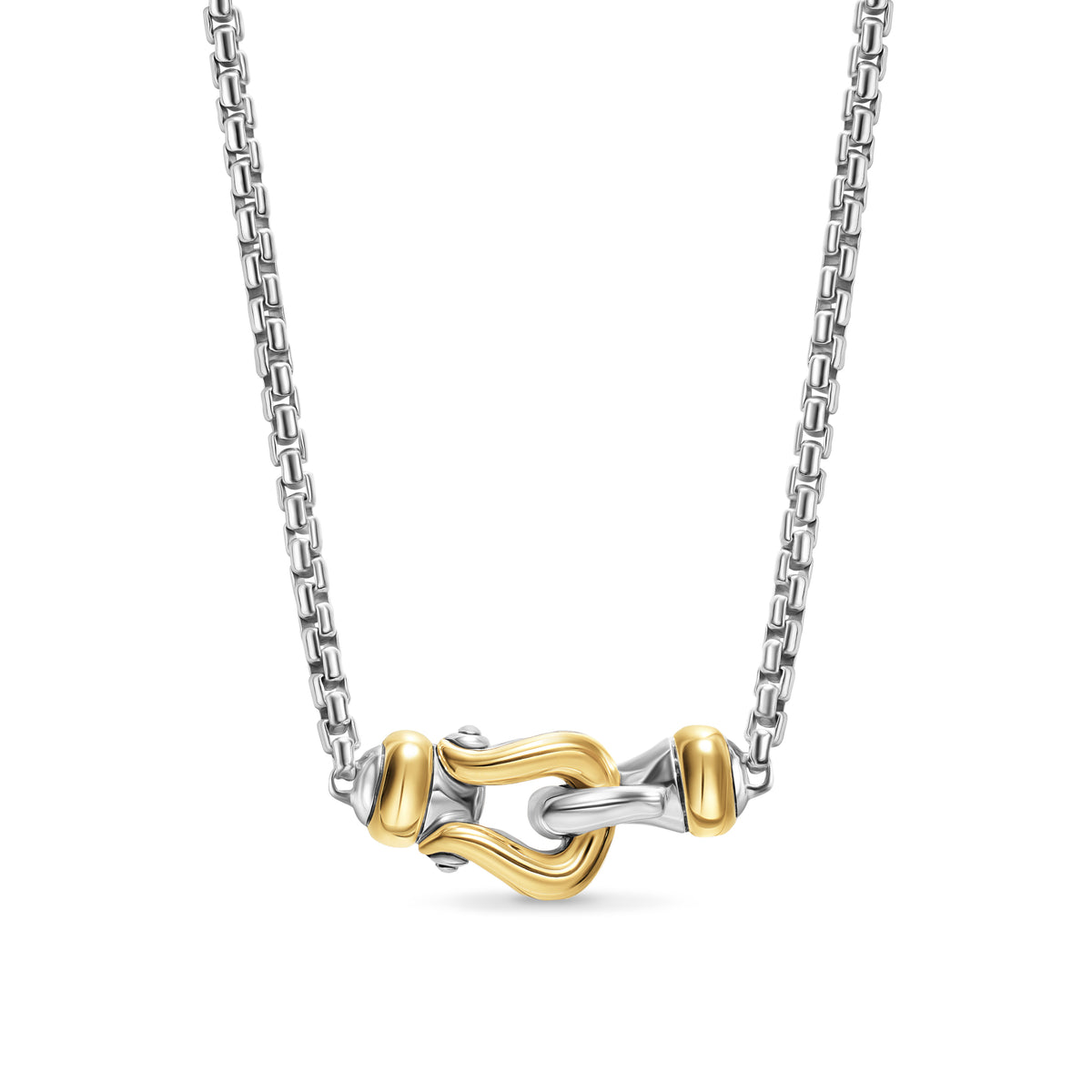 David Yurman Petite Buckle Necklace In Sterling Silver With 14k 