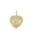 Rachel Reid 14k Yellow Gold Diamond Fluted Heart Charm