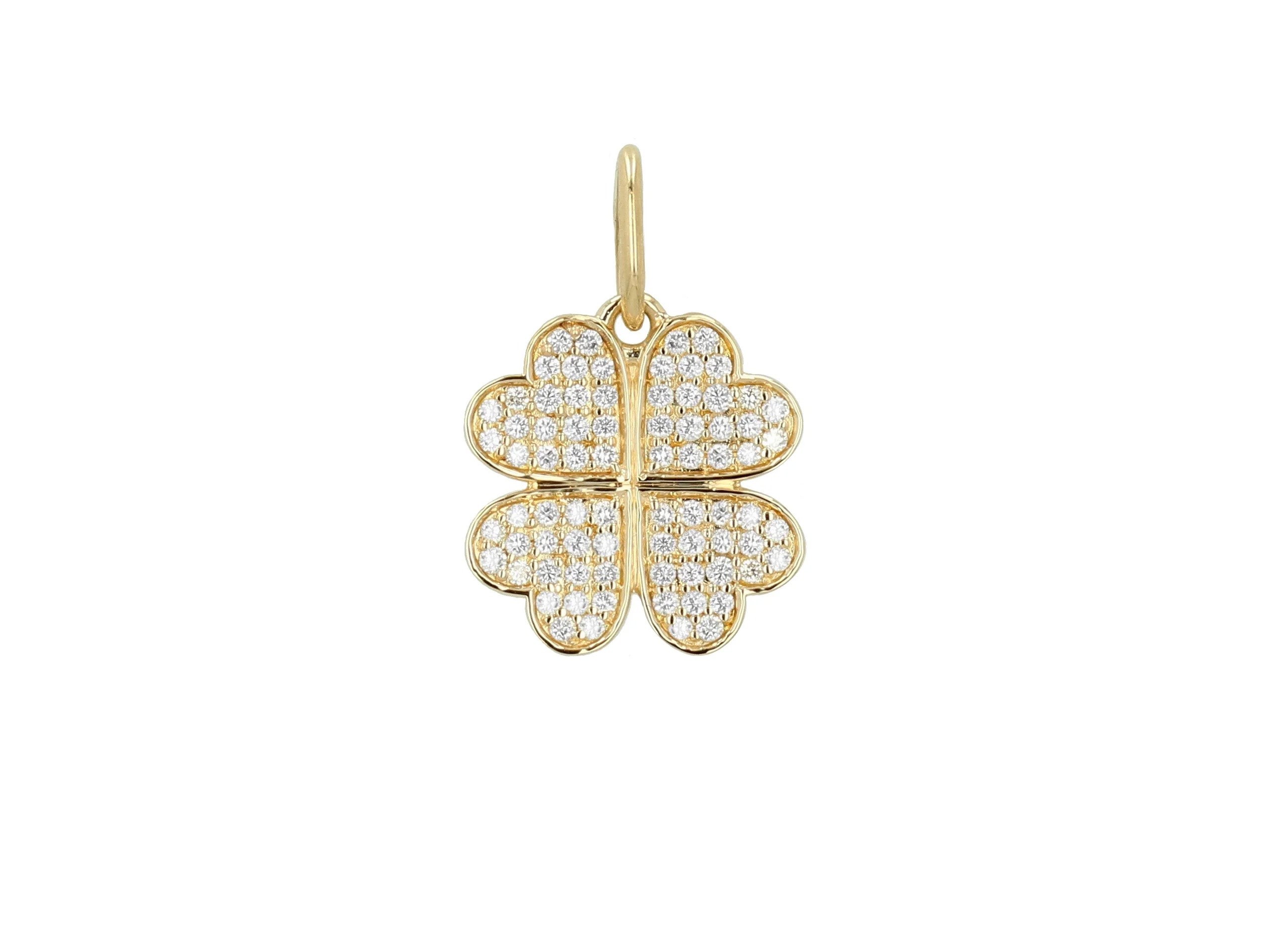 Rachel Reid 14k Yellow Gold Diamond Clover Charm
