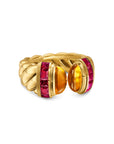 David Yurman Sculpted Cable Open Cocktail Ring In 18k Yellow Gold With Madeira Citrine And Rubellites, 12.4mm