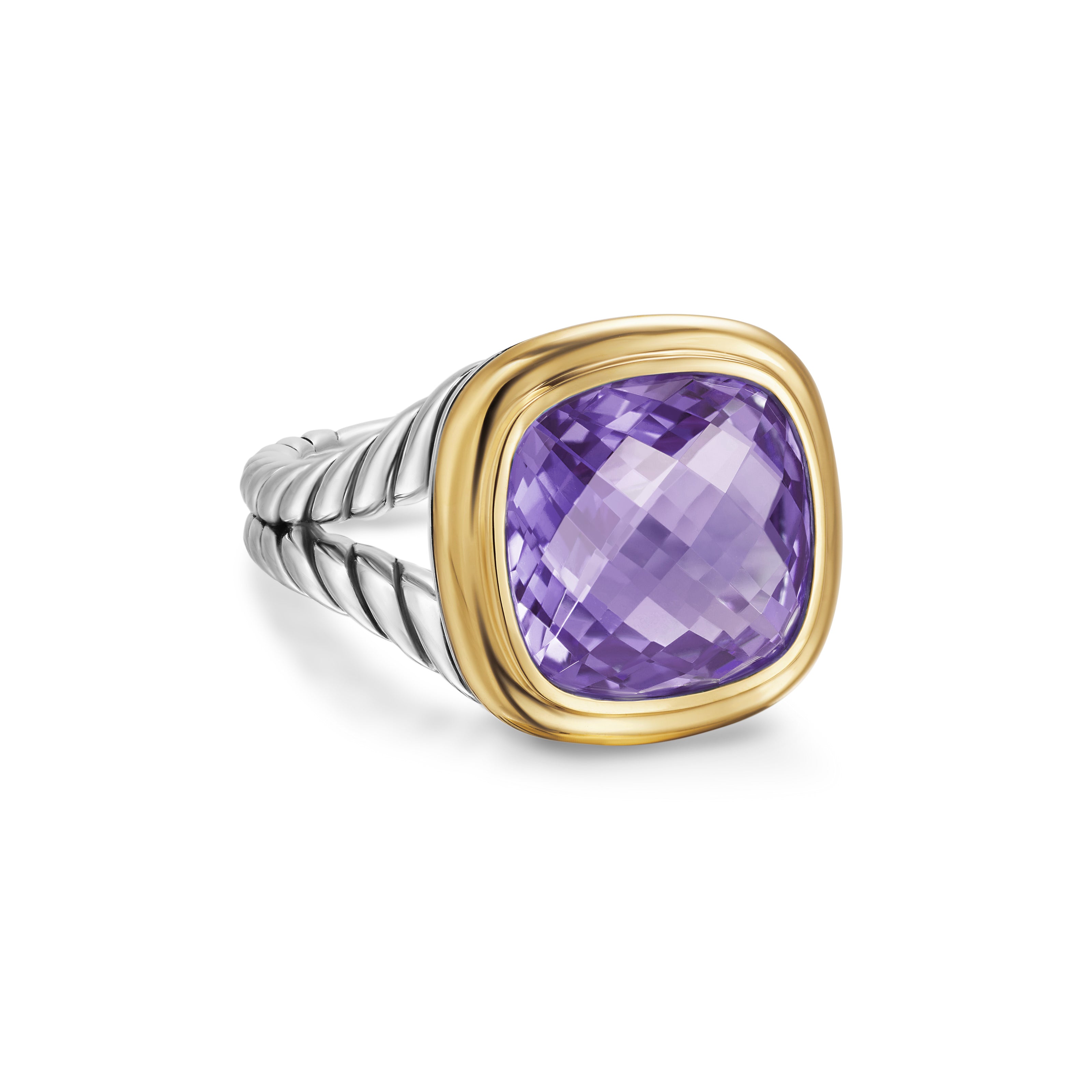 David Yurman Albion® Ring In Sterling Silver With 18k Yellow Gold And Amethyst, 11mm