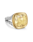David Yurman Albion Ring In Sterling Silver With 18k Yellow Gold And Champagne Citrine, 11mm