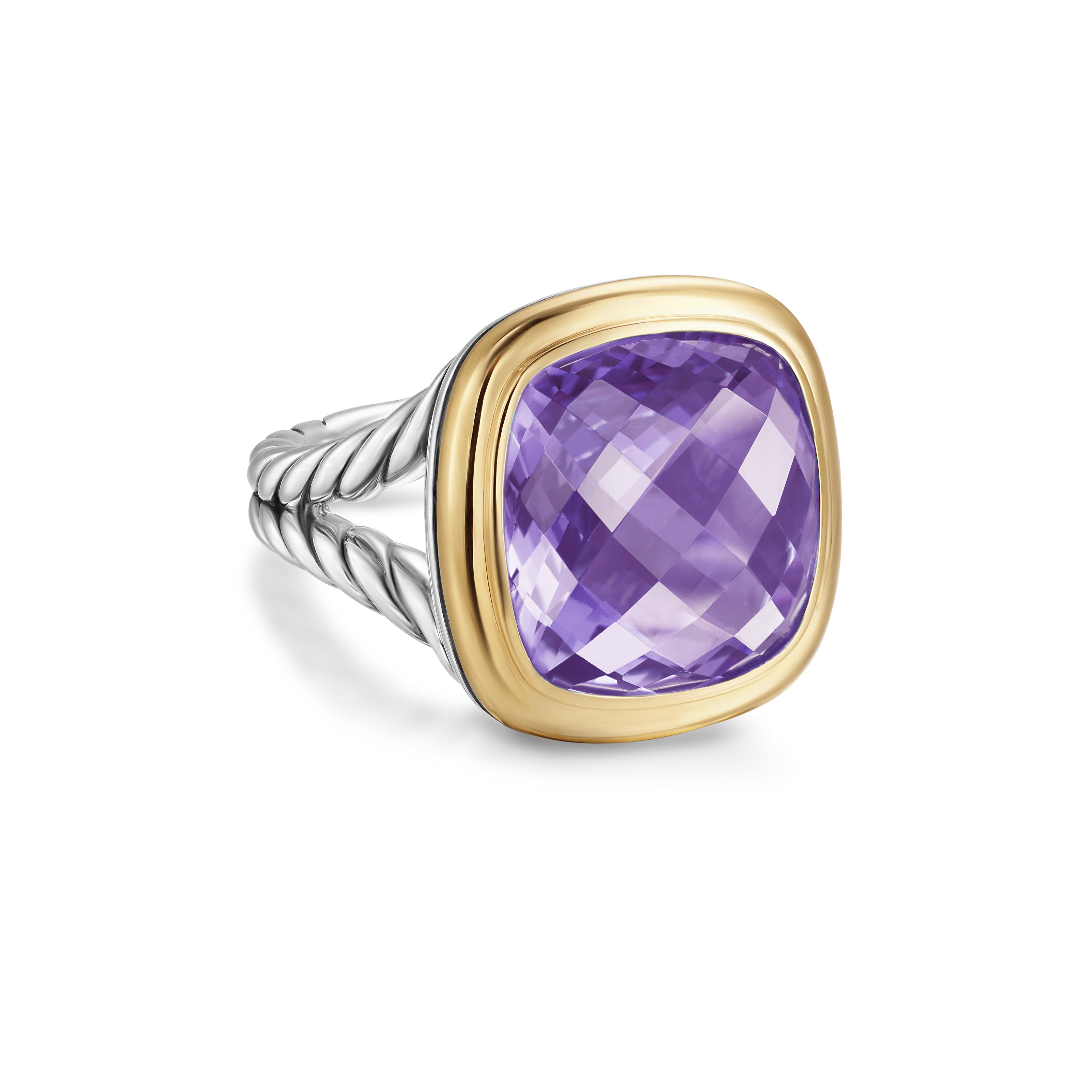 David Yurman Albion® Ring In Sterling Silver With 18k Yellow Gold And Amethyst, 15mm