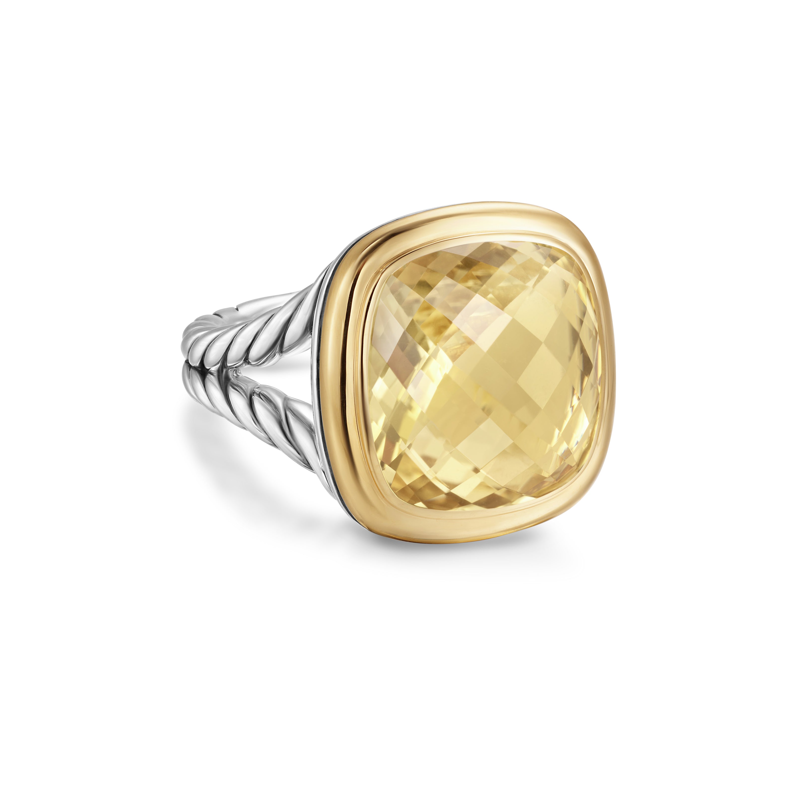 David Yurman Albion® Ring In Sterling Silver With 18k Yellow Gold And Champagne Citrine, 15mm