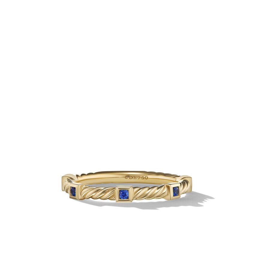 David Yurman 2mm Stack Pave Band Ring Bs 18k