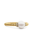David Yurman Petite Solari Station Ring In 18k Yellow Gold With Pearl And Diamonds, 2.3mm