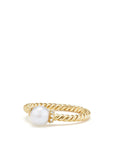 David Yurman Petite Solari Station Ring In 18k Yellow Gold With Pearl And Diamonds, 2.3mm