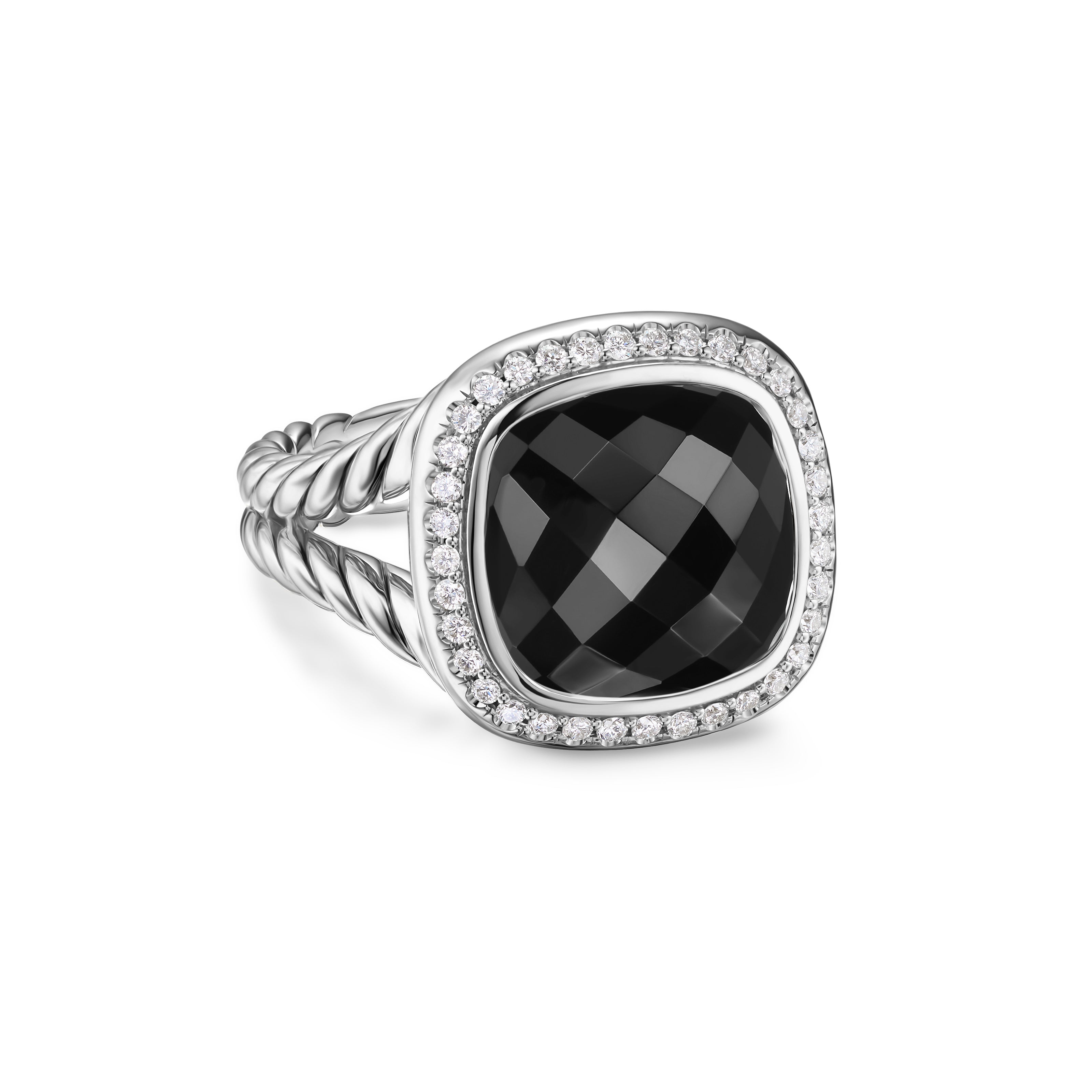 David Yurman Albion® Ring In Sterling Silver With Black Onyx And Diamonds, 11mm