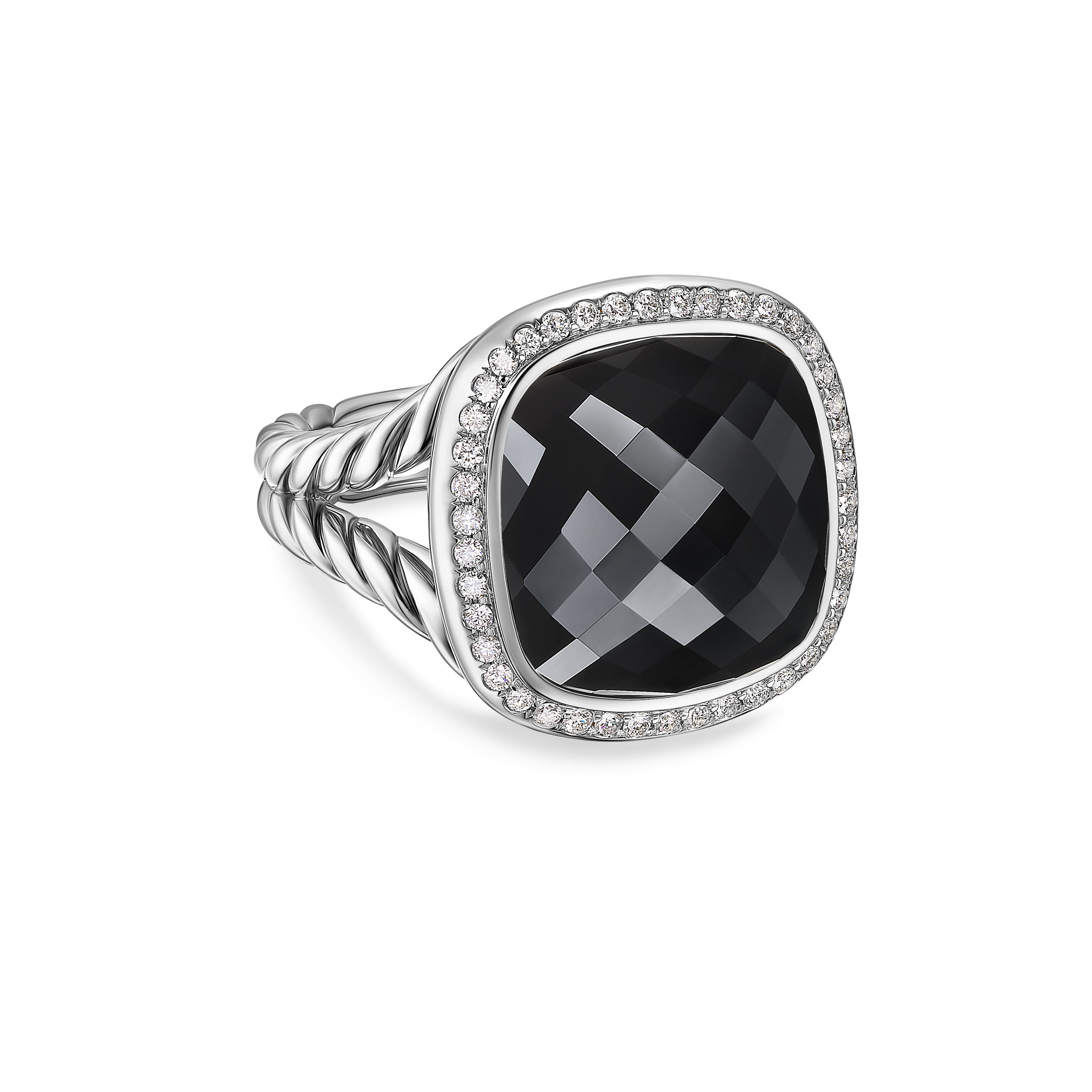 David Yurman Albion® Ring In Sterling Silver With Black Onyx And Diamonds, 15mm