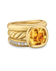 David Yurman Mercer® Three Row Stone Ring In 18k Yellow Gold With Citrine And Diamonds, 12mm