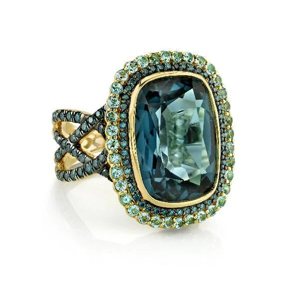 Sloane Street 18k Yellow Gold Topaz & Diamond Ring