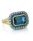 Sloane Street 18k Yellow Gold Topaz & Blue Diamond Ring