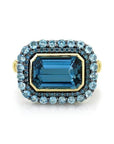 Sloane Street 18k Yellow Gold Topaz & Blue Diamond Ring