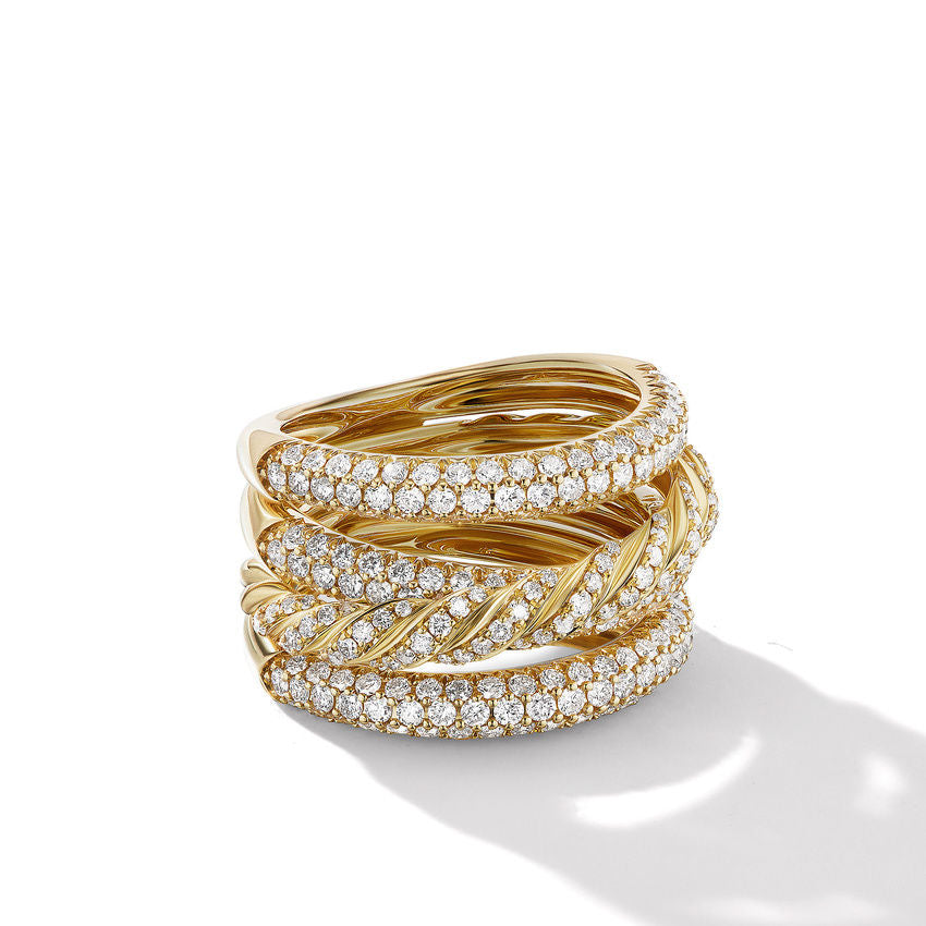 David Yurman 14.4mm 4-Rw Sculpted Cbl Ring Di 18k