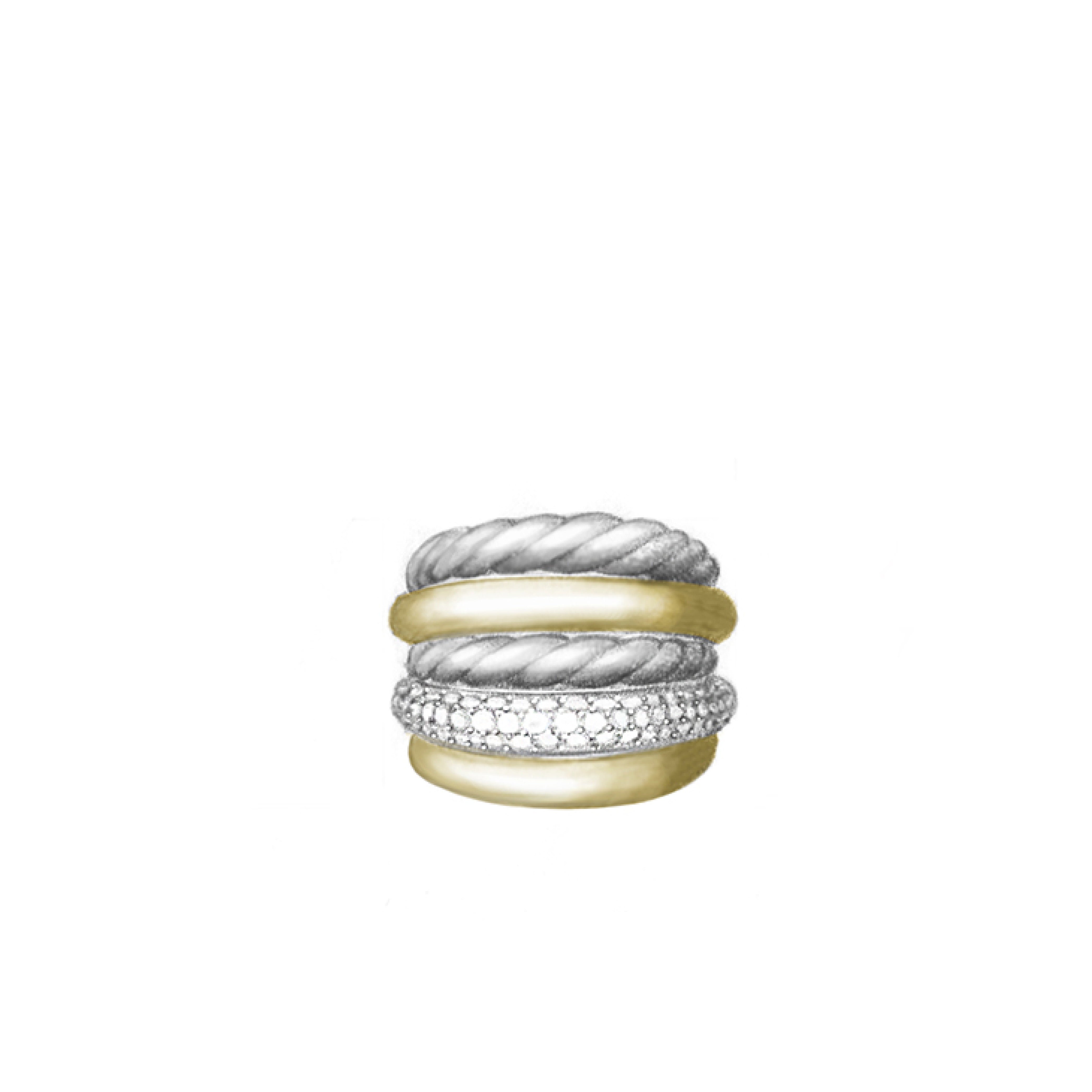 David Yurman 21mm Bold Mercer Ring Di Sil/18k