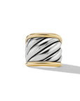 David Yurman Sculpted Cable Saddle Ring In Sterling Silver With 18k Yellow Gold, 21mm