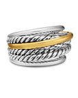 David Yurman Crossover Ring In Sterling Silver With 14k Yellow Gold, 14.7mm