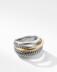 David Yurman Crossover Ring In Sterling Silver With 14k Yellow Gold, 14.7mm