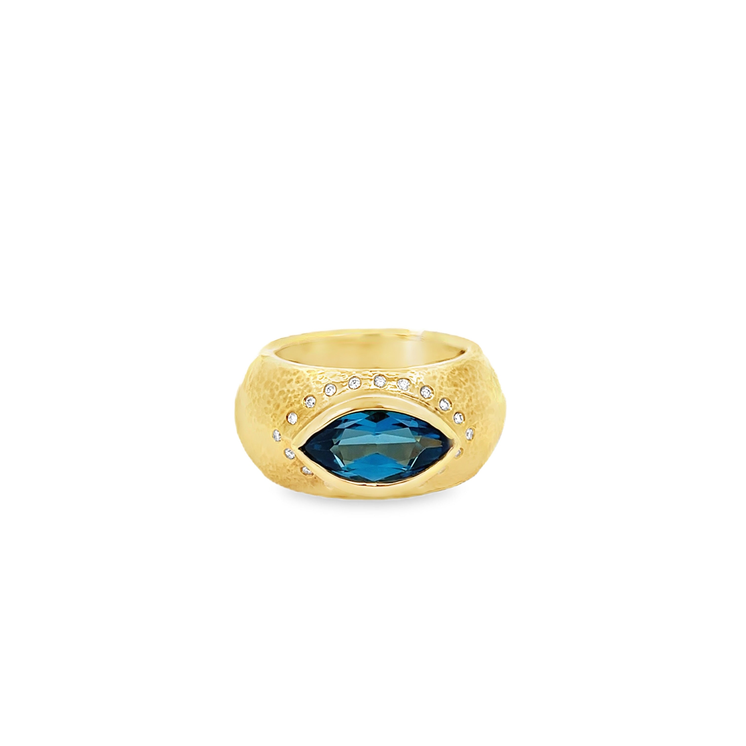 Norman Silverman 18k Yellow Gold Topaz & Diamond Ring