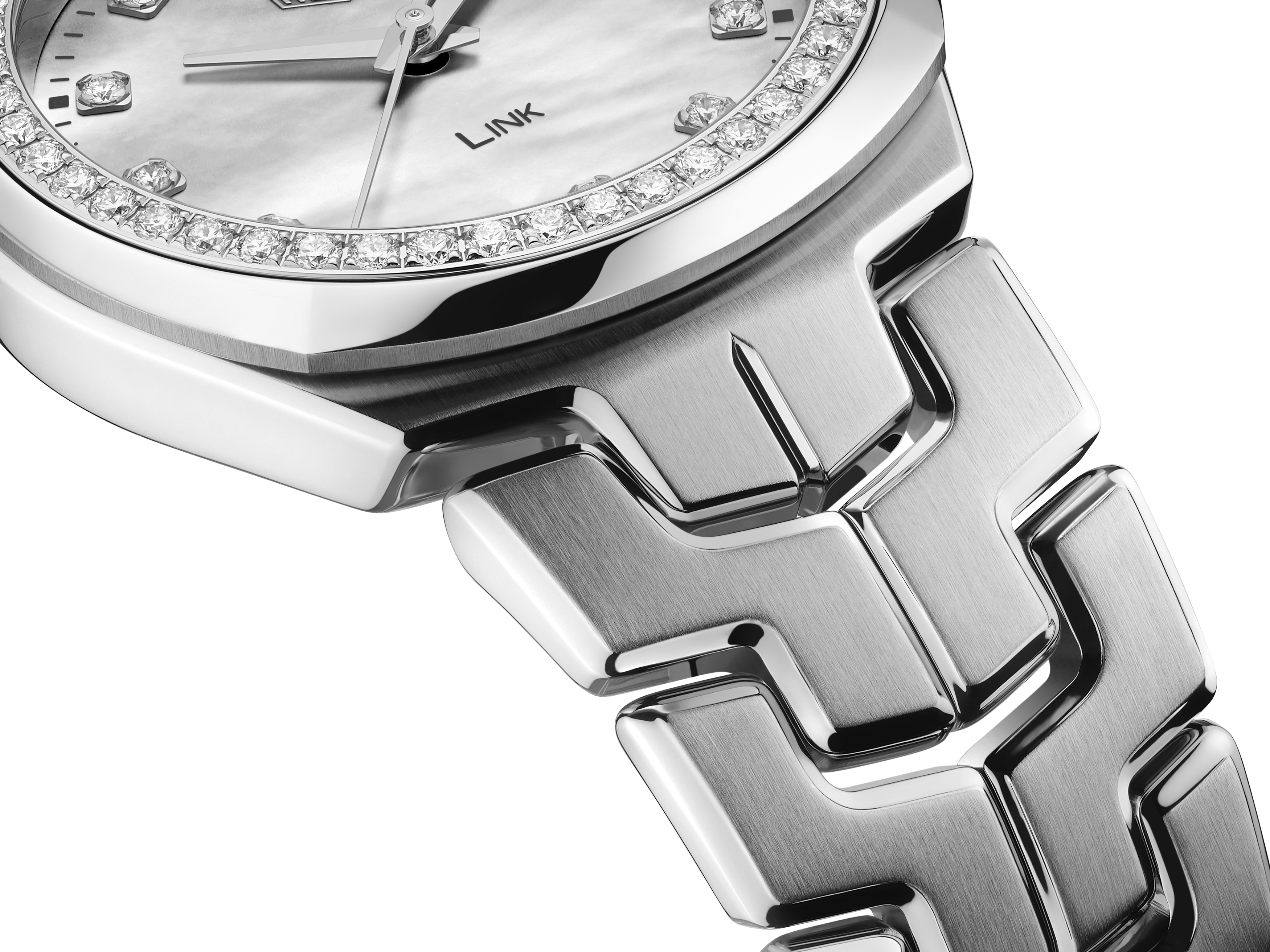 Tag Heuer Steel 32mm Quartz Link Watch With Diamonds