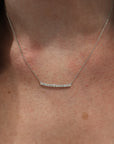 Memoire 18k White Gold Bar Diamond Necklace
