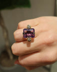 Estate 14k Yellow Gold Amethyst & Diamond Ring