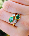 Jb Star 18k Yellow Gold Diamond & Emerald Ring