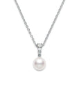 18K White Gold Akoya & Diamond Pendant