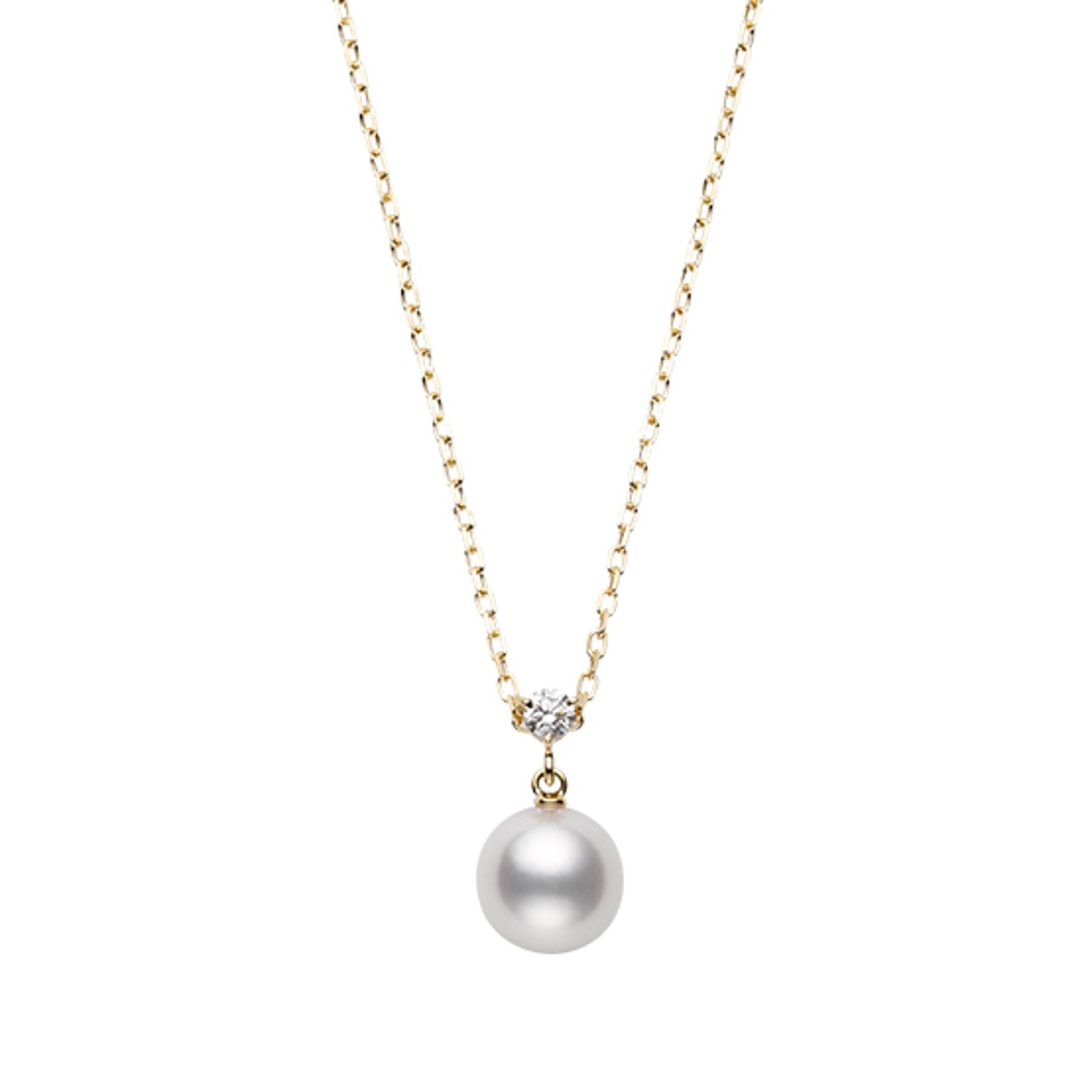 Mikimoto 18k White Gold Akoya And Diamond Necklace – Brown
