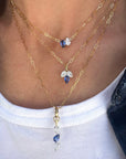 Phillips House 18k Yellow Gold One Of One Sapphire & Diamond Leaf Necklace