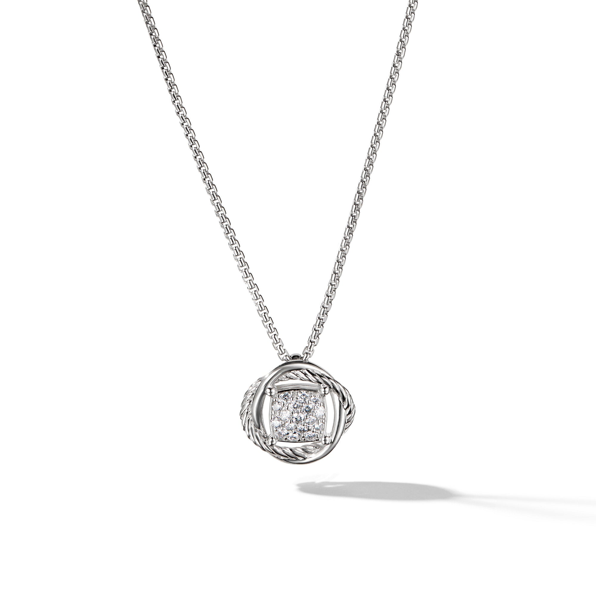 David Yurman 7 Mm Infinity Necklace In Sterling Silver With Diamonds