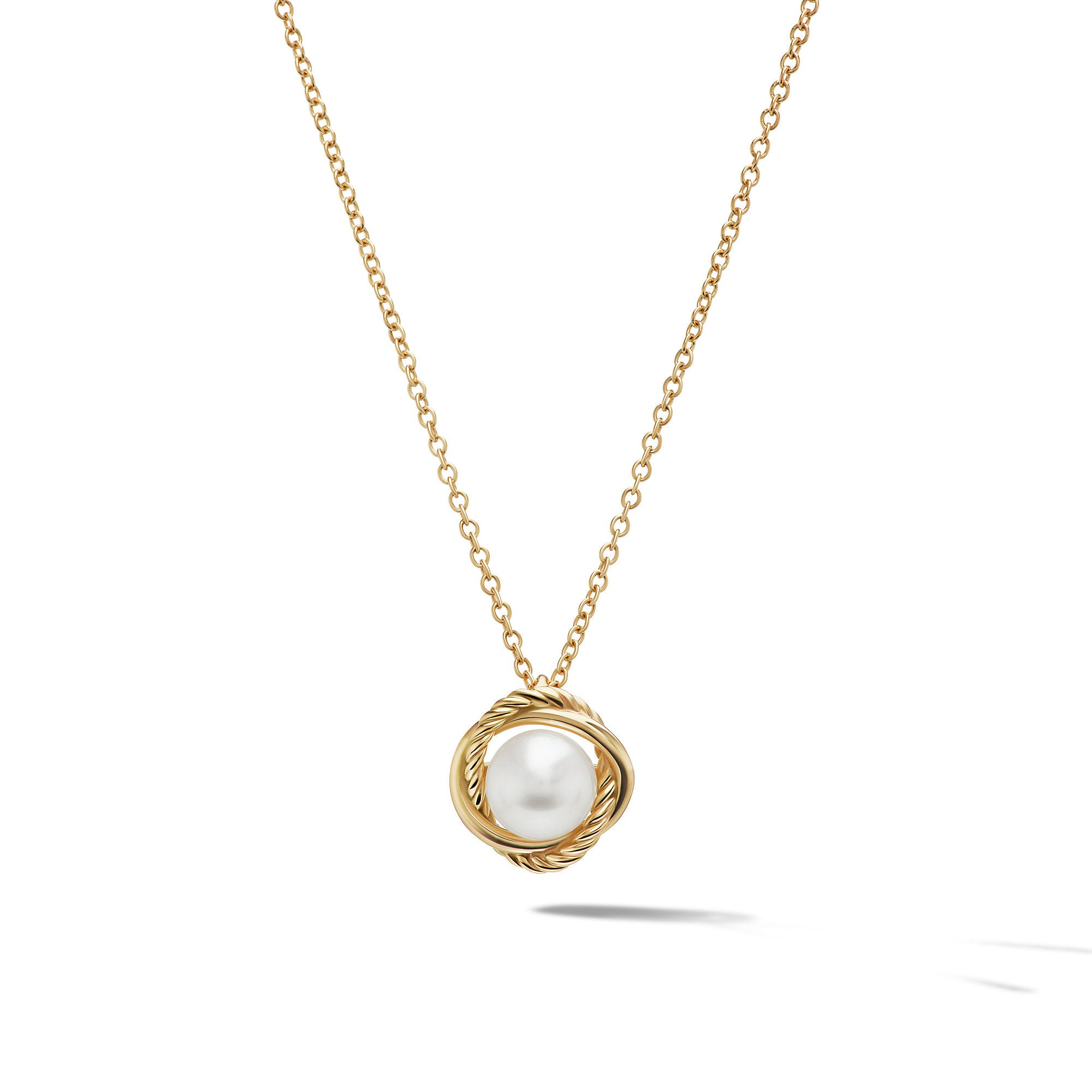 David Yurman 10mm Infinity Pearl Pndt Neck Pe 18k 16-18 In Adj