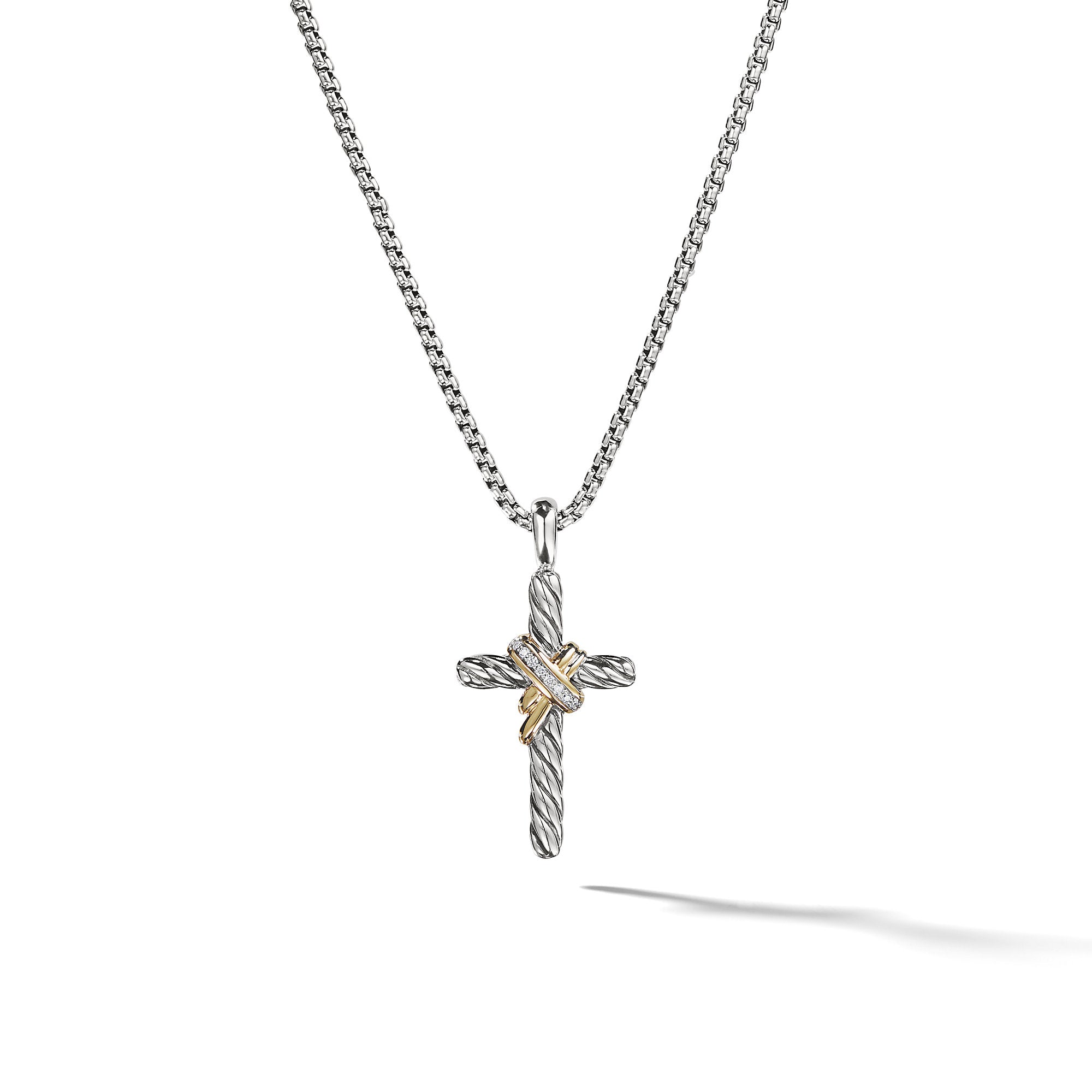 David Yurman X Cross Necklace In Sterling Silver With 14k Yellow