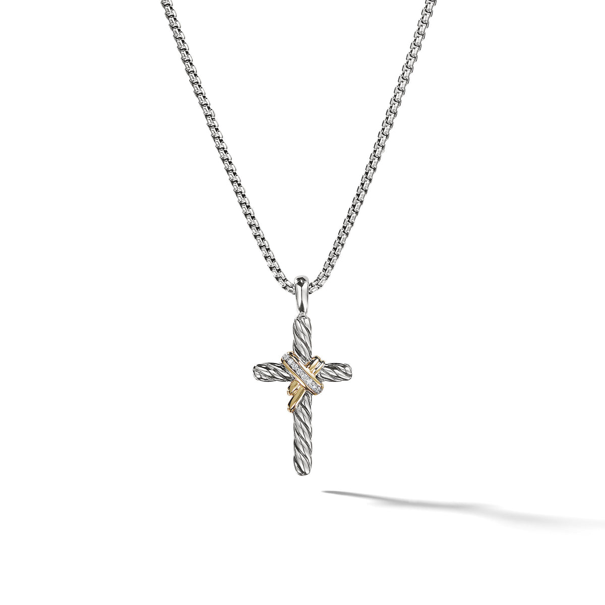 David Yurman X Cross Necklace In Sterling Silver With 14k Yellow