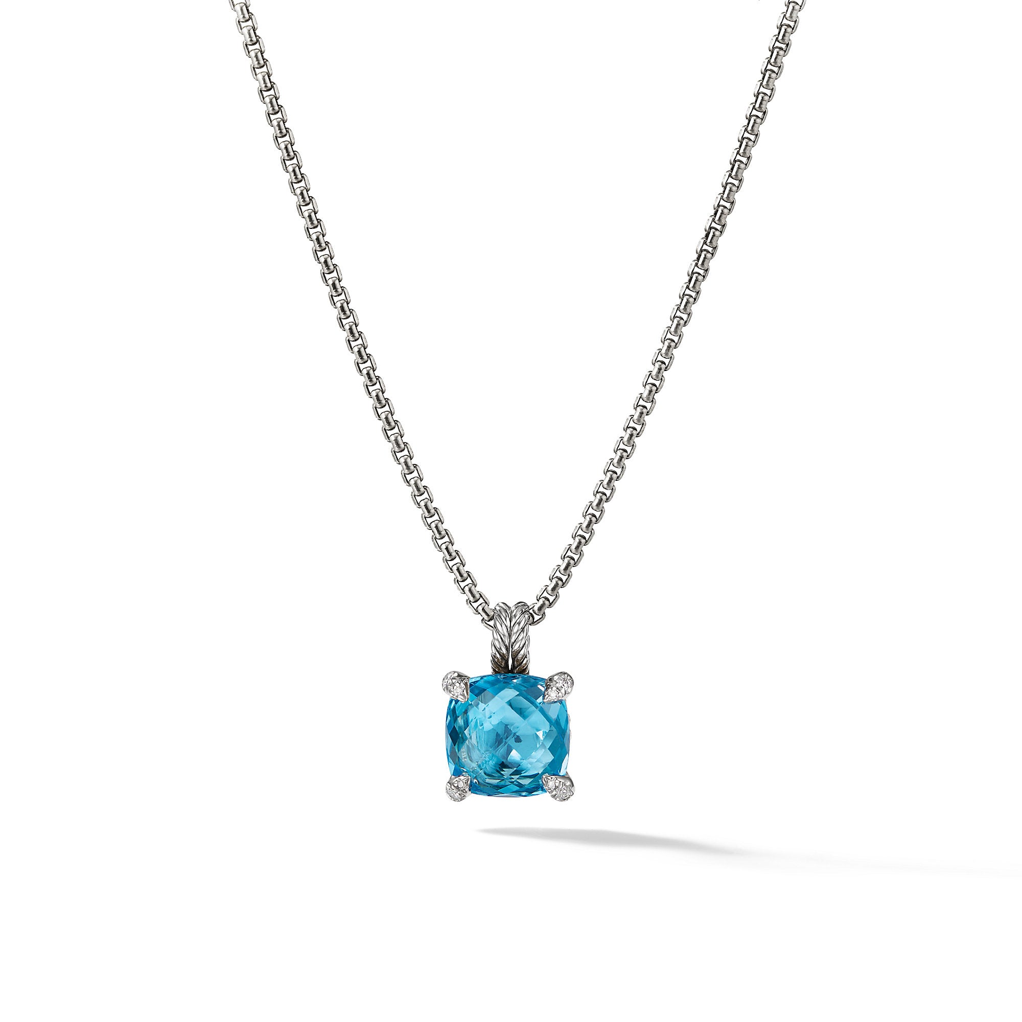 David Yurman 11mm Chatelaine Pendant Neck Bt Di Sil 17-18 Adj