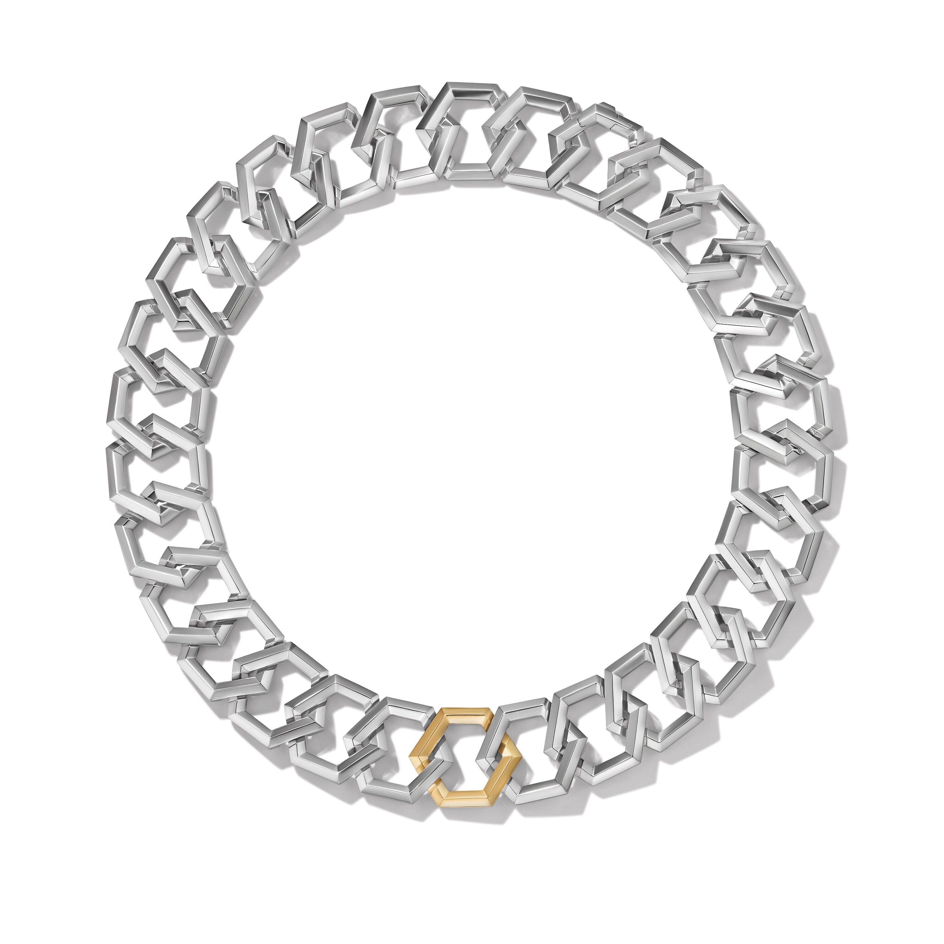 David Yurman 24mm Carlyle Linked Necklace Sil/18k
