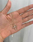 Phillips House 14k Yellow Gold Knife Edge Cross Diamond Pendant Necklace